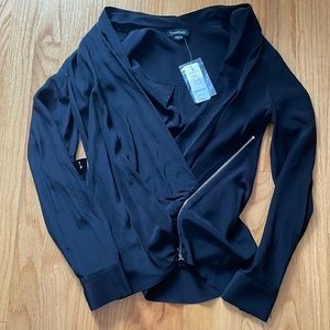 Bebe wrap zipper long sleeve tunic